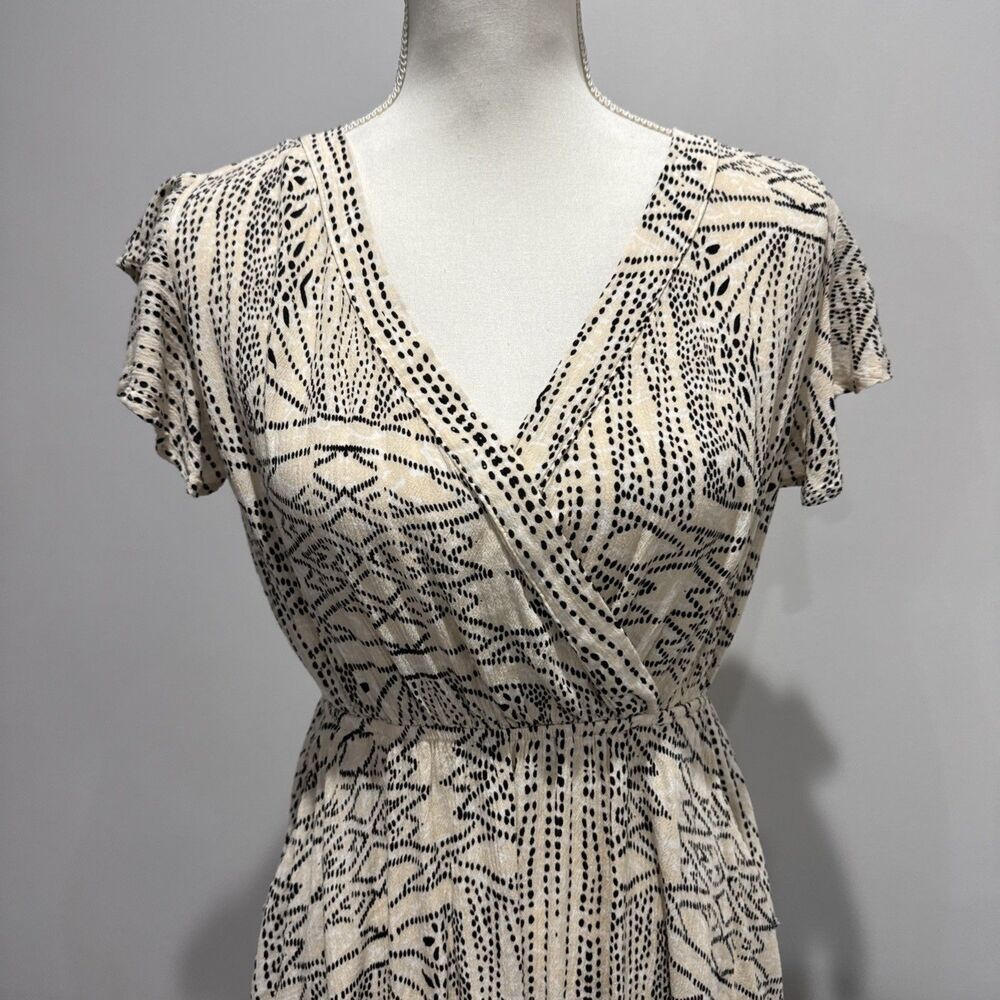 Boutique Designer Kori Blue Aztec Mid Wrap Dress pockets Sz S - Picture 3 of 10